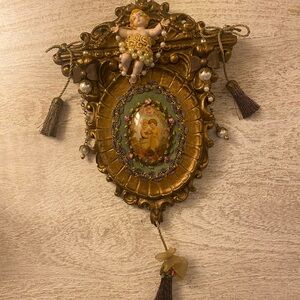 Michal Negrin Gold and Green Cherub Wall Decor